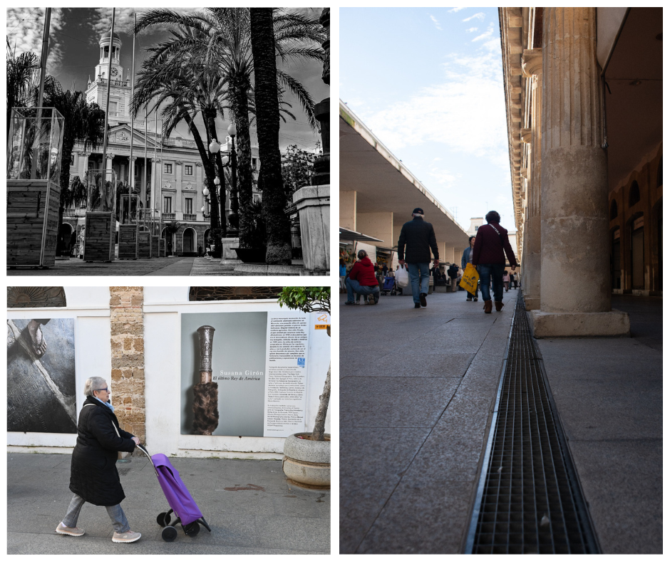Collage de tres fotos hechas por los alumnos al taller de fotografía urbana