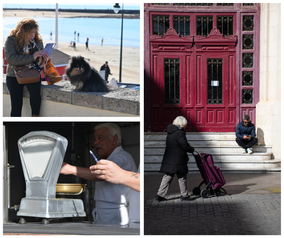Collage de tres fotos hechas por los alumnos del taller de fotografía urbana